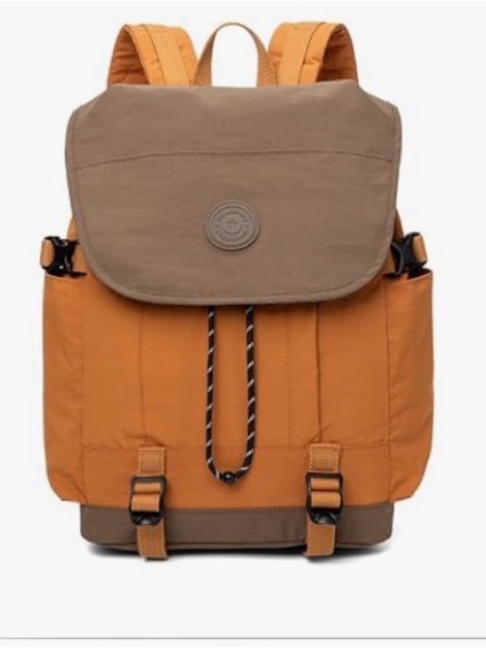 Casual Two-Tone Orange & Brown Backpack